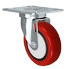 Casterhq 4"x1-1/4" Swivel Caster, Red Polyurethane on Polyolefin Core Wheel 24CS414PPU34K-02